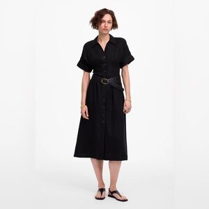 NWT MADEWELL Pleated Midi Shirtdress in 100% Linen